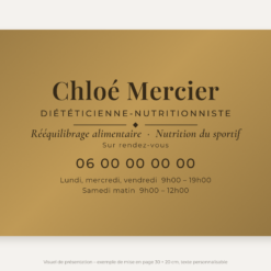 Plaque diététicien or vieilli 30 × 20 cm – visuel de présentation