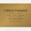Plaque géomètre personnalisée en plexiglas or vieilli 30 × 20 cm, exemple au nom de Cabinet Duhamel