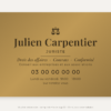 Plaque juriste personnalisée en plexiglas or vieilli 30 × 20 cm, exemple au nom de Julien Carpentier