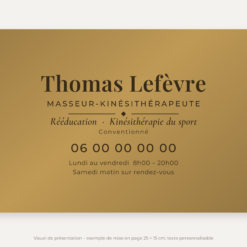 Plaque kiné or vieilli 25 × 15 cm – visuel de présentation