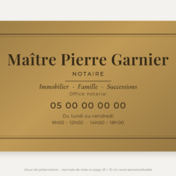 Plaque notaire or vieilli 25 × 15 cm – visuel de présentation