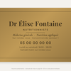 Plaque nutritionniste personnalisée en plexiglas or vieilli 30 × 20 cm, exemple au nom de Dr Élise Fontaine