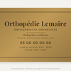 Plaque orthésiste personnalisée en plexiglas or vieilli 30 × 20 cm, exemple au nom de Orthopédie Lemaire
