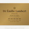 Plaque pédiatre personnalisée en plexiglas or vieilli 30 × 20 cm, exemple au nom de Dr Émilie Lambert