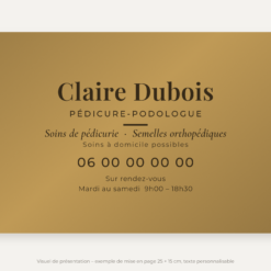 Plaque pédicure-podologue or vieilli 25 × 15 cm – visuel de présentation