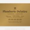 Plaque plombier personnalisée en plexiglas or vieilli 30 × 20 cm, exemple au nom de Plomberie Delattre