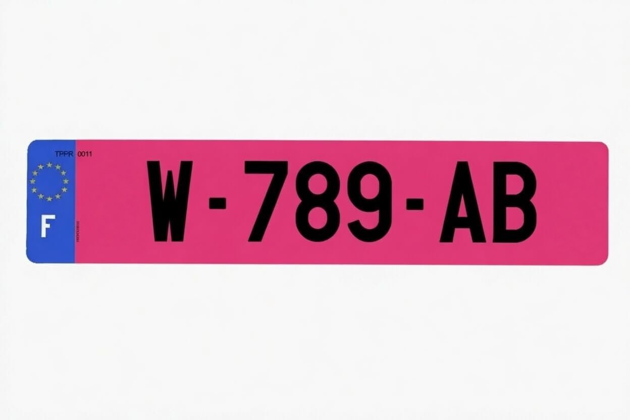 Plaque W garage rose homologuée W-789-AB sans date de fin de validité