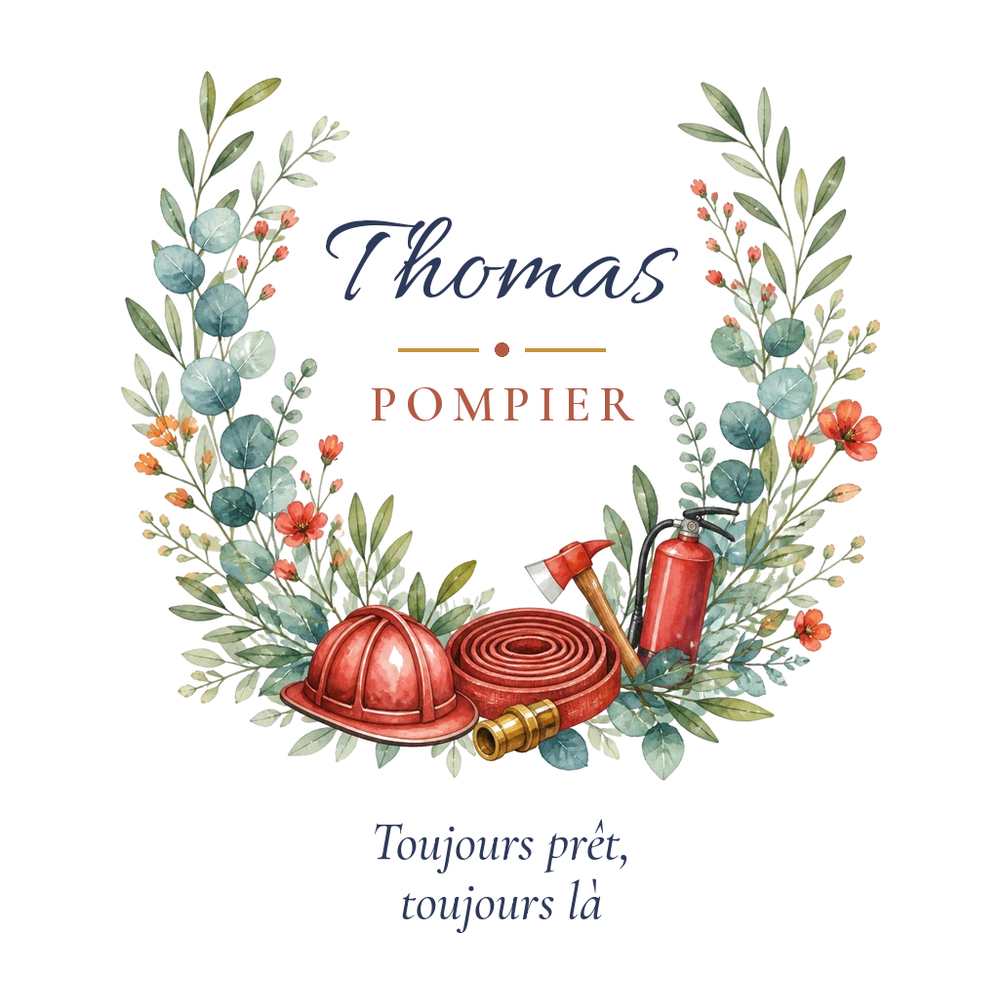 Visuel du mug pompier personnalisé avec le prénom Thomas