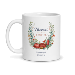 Mug pompier personnalisé avec prénom – tasse cadeau pompier, face avant