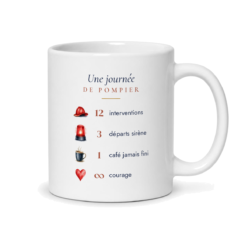 Dos du mug pompier personnalisé : « Une journée de pompier »