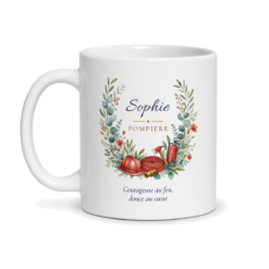 Mug pompière personnalisé avec prénom – tasse cadeau pompière, face avant