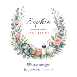 Visuel du mug sage-femme personnalisé avec le prénom Sophie