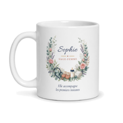 Mug sage-femme personnalisé avec prénom – tasse cadeau sage-femme, face avant