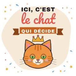 Visuel du dos de la tasse chat : « Ici, c’est le chat qui décide »